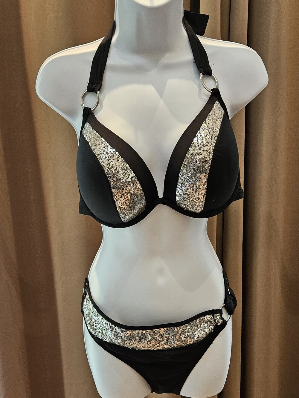 Pour Moi Sea Queen Sequin Bikini Set - Top - Size 36D / Bottoms - Size 10